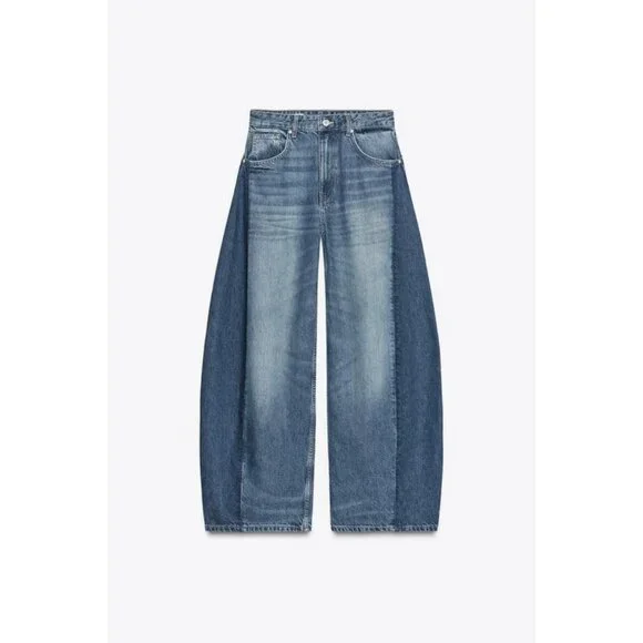 ZARA TRF OVERSIZE BALLOON HIGH-WAIST JEANS - Picture 1 of 9